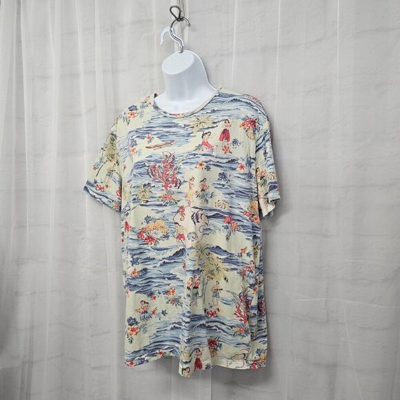 Polo Ralph Lauren Blue Green Hawaiian Tee Shirt Tropical Beach Logo L - Picture 6 of 14